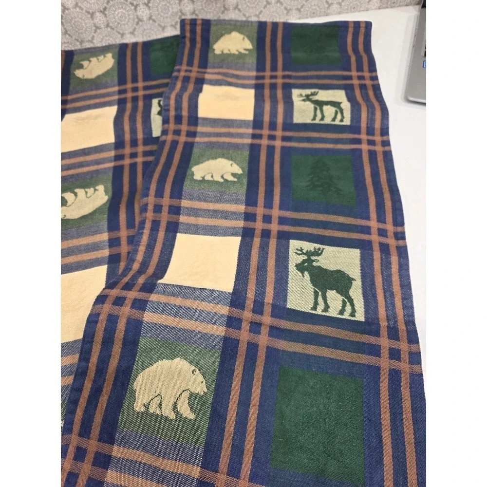 Cabin Bear Moose Tree Plaid Cotton Napkins Set of 5- 17